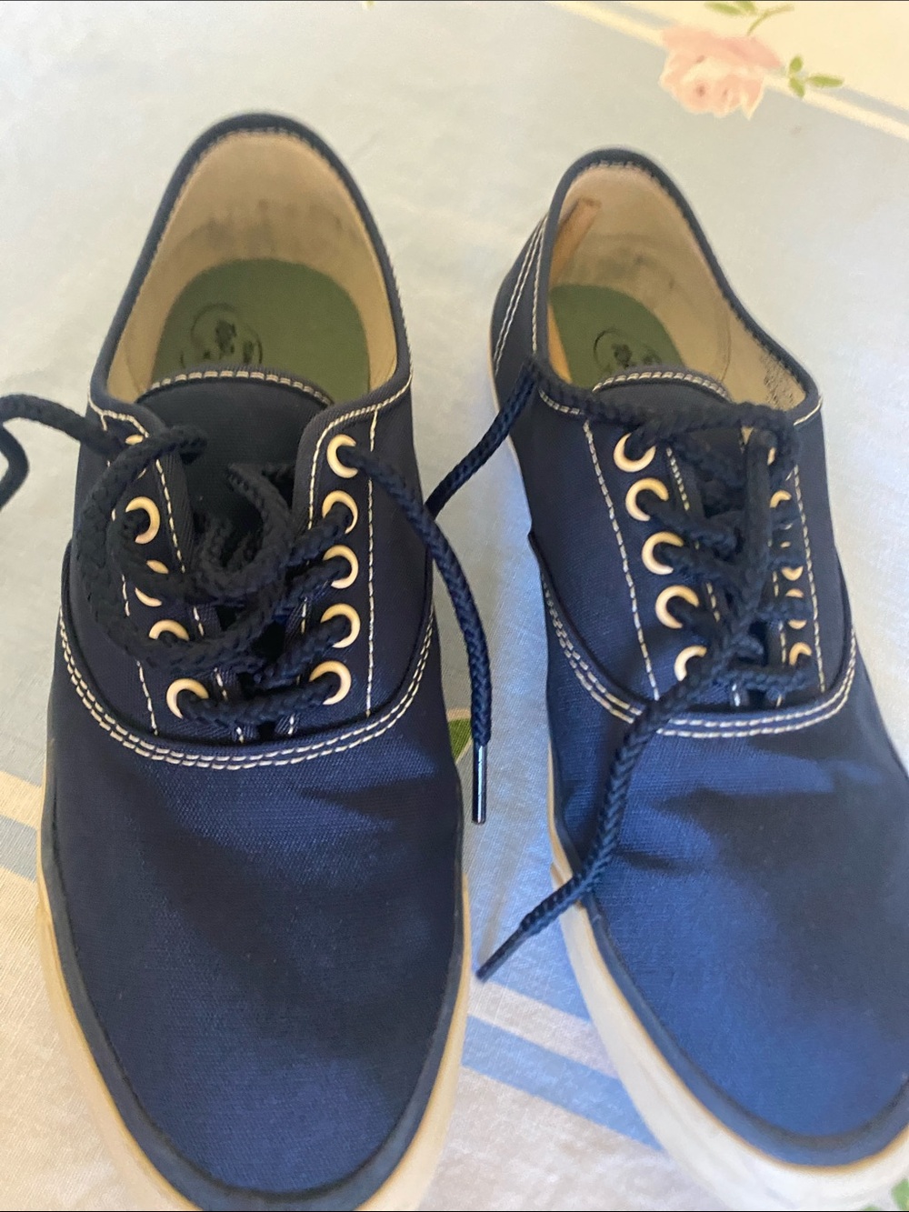 Vintage Sperry Navy Canvas Lace-Up Sneakers